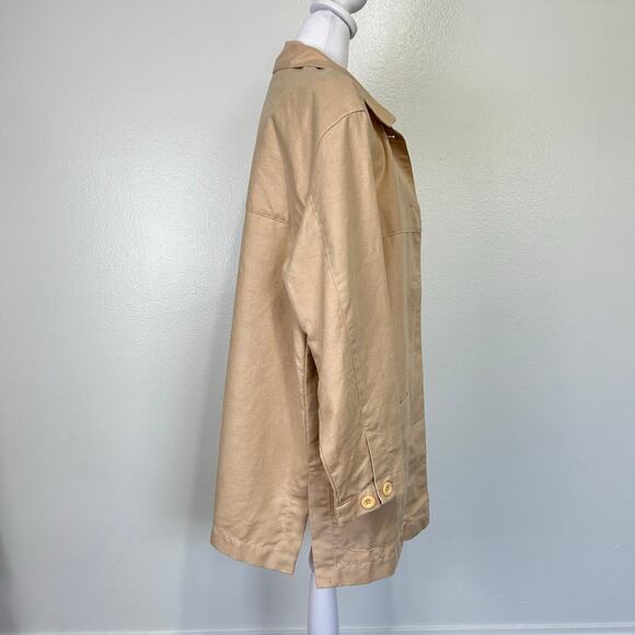 Liz Sport Linen Cotton Blazer Jacket Vintage Small WomensTan Oversized 90s Y2K - Picture 4 of 13